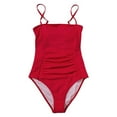 thumbnail image 6 of vigerkar Women's Vintage Padded Push up One Piece Swimsuits Tummy Control Bathing Suits Swimwear Red, M, 6 of 9