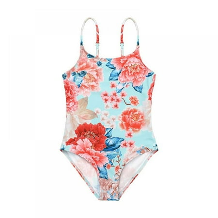 

Girl s One Piece Swimsuit Casual Spaghetti Strap Stretchy Bathing Suit 4-8 Years