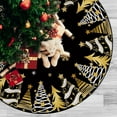 thumbnail image 4 of Christmas Tree Skirt 47 Inch Black Gold, Plush Xmas Tree Mat with Golden Snowflake Pattern, Vintage Holiday Decoration for Xmas Winter Party Home Decor, 4 of 6
