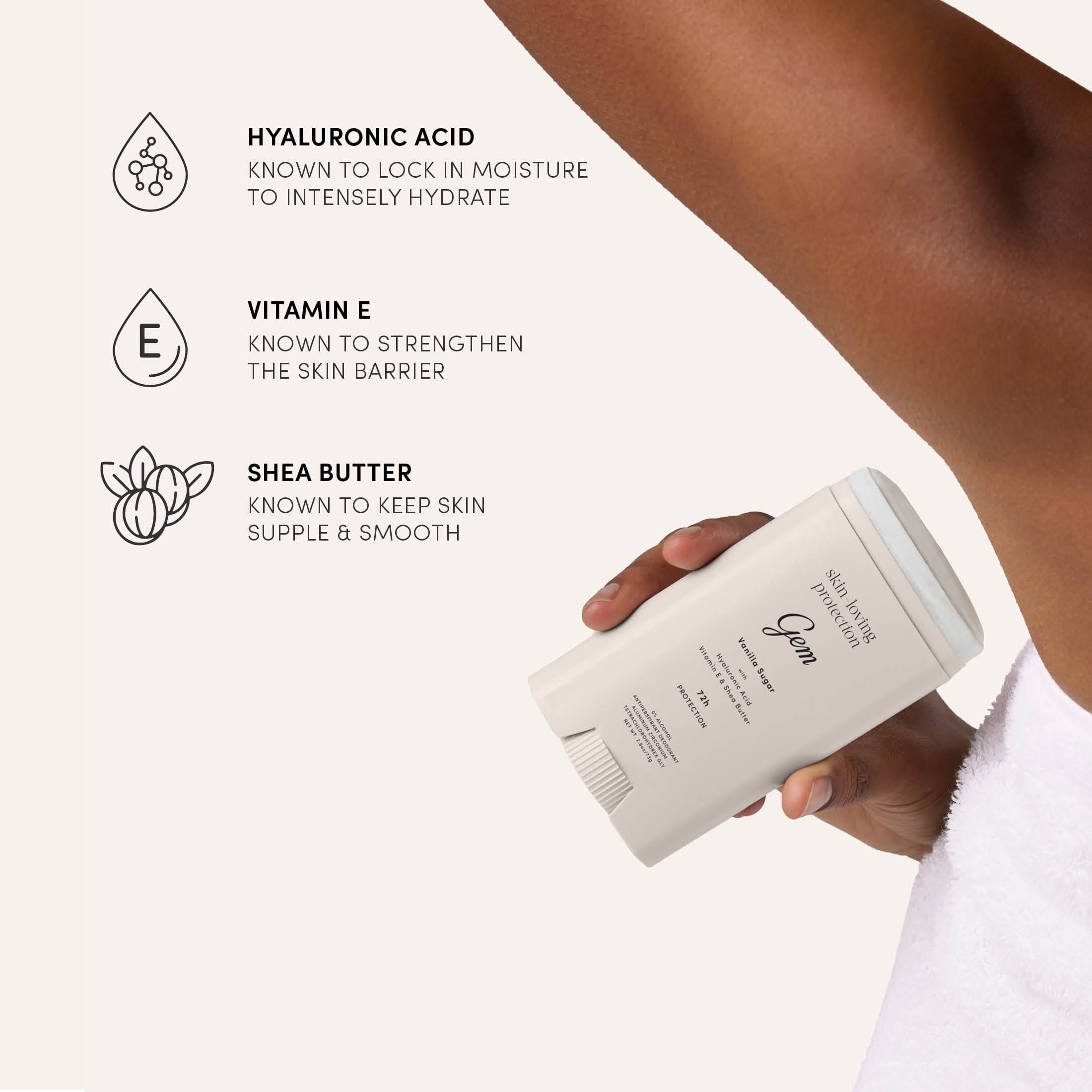 Gem Skin-Loving 72hour Protection Antiperspirant Deodorant Stick: Vanilla Sugar 2.6 oz