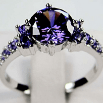 HeartsAndYou 2.1ct Natural Purple Amethyst Engagement Ring 14k SOLID White Gold Solitaire