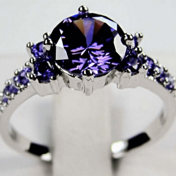 HeartsAndYou 2.1ct Natural Purple Amethyst Engagement Ring 14k SOLID White Gold Solitaire