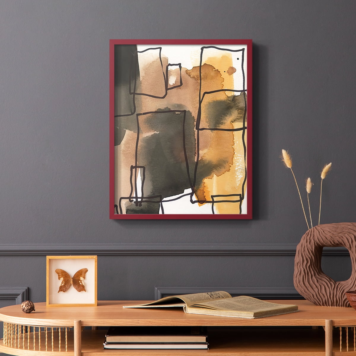 Retro Vibe I in Red Solid Wood 8 x 10 Framed Print