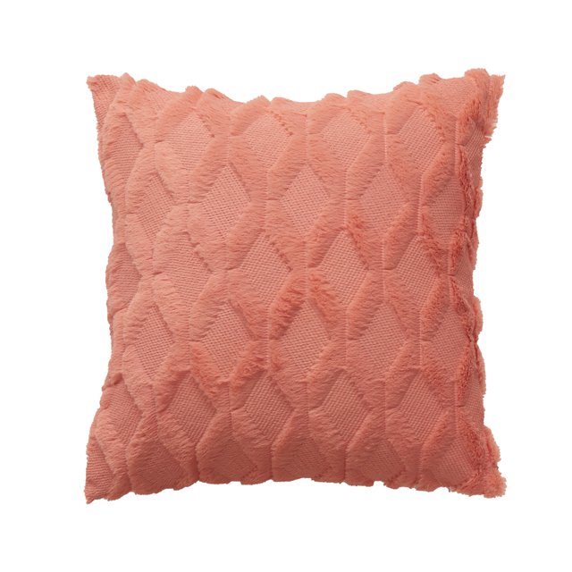 HEVIRGO Throw Pillow Cover Geometric Tear Resistant Plush Solid Color Simple Style Cushion Case for Bedroom
