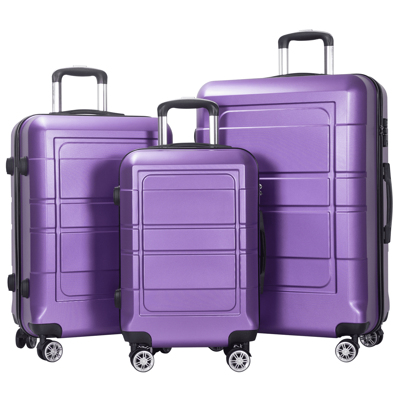 AEDILYS 3 Pcs Hardside Luggage Set, with TSA Lock and 20'/24'/28' Luggage Bags, Purple