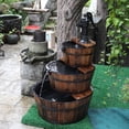 thumbnail image 4 of 3 Tier Barrel Waterfall Fountain Barrel Wooden Fountain Water Pump Outdoor Garden for Outdoor Patio Yard | with Adjustable Pump, 4 of 5