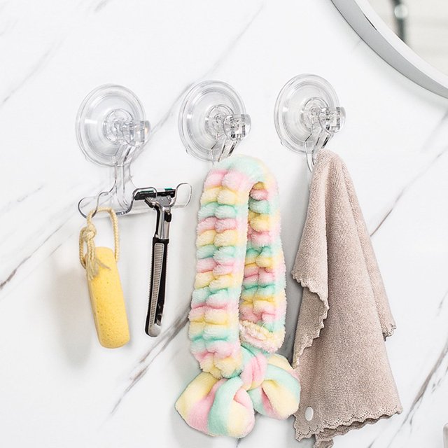 Clear Vacuum Suction Hooks Washable Vacuum Suction Hooks For Bathroom Kitchen Living Room