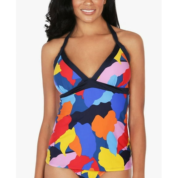 Nautica MULTI Castaway Halter Tankini Swim Top, US Small