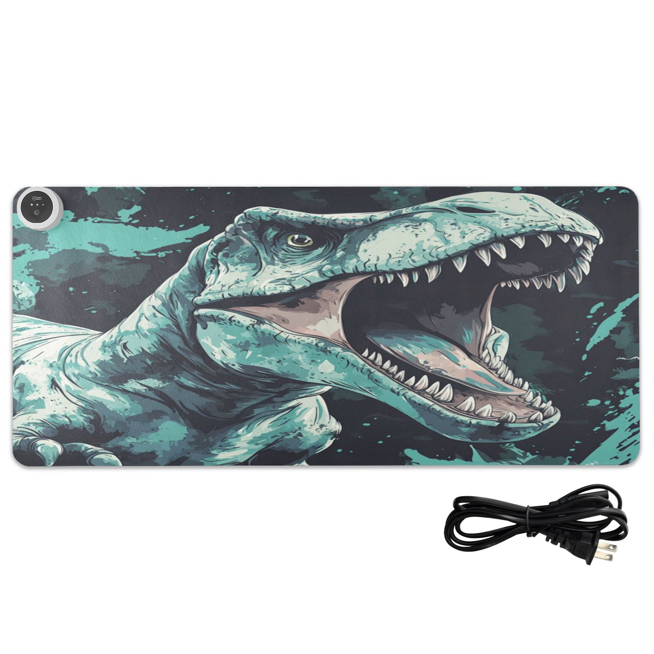 Wobogo Tyrannosaurus Rex Heated Mouse Pad Extra-Large Desk Mat With 3 Heating Levels and 3-hour Auto Shut-Off Protection Ideal for Computer Keyboards Home Office Hand-warming Essential 31.5in × 13in