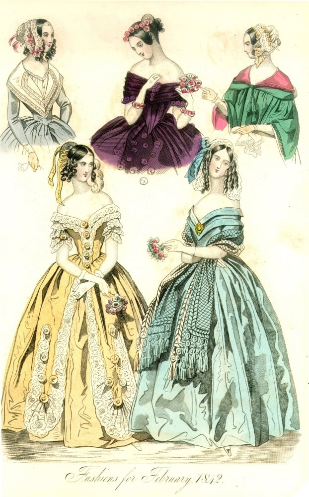 WomenS Fashion 1842 Namerican Color Fashion Print 1842 From GodeyS ...