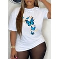 thumbnail image 5 of Plus Size Golden Butterfly Print Summer Short Sleeve Oversized 100 Cotton T-shirt, Women's Plus Casual Pullover 2024 T-shirt, 5 of 5
