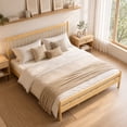 thumbnail image 3 of Leumius Traditional Style King Size Bed with Headboard and Footboard, Pinewood Bed with Strengthened Bed Frame for Teens Adults Natural, 3 of 8