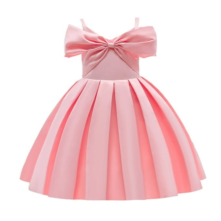 

CLZOUD Dress for Girls Pink Cotton Kids Toddler Baby Girls Spring Summer Solid Ruffle Sleeveless Princess Dress Children s Day Clothing 130