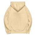 thumbnail image 3 of Pullover Hoodie with Adjustable Drawstring Hood and Front ESSENTIALS Lettering Print Casual Loose Fit Design Beige M, 3 of 8
