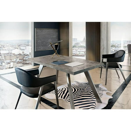 Carrera Dining Table/Desk in Faux Concrete Finish with Brushed Stainless Steel Legs by Diamond Sofa