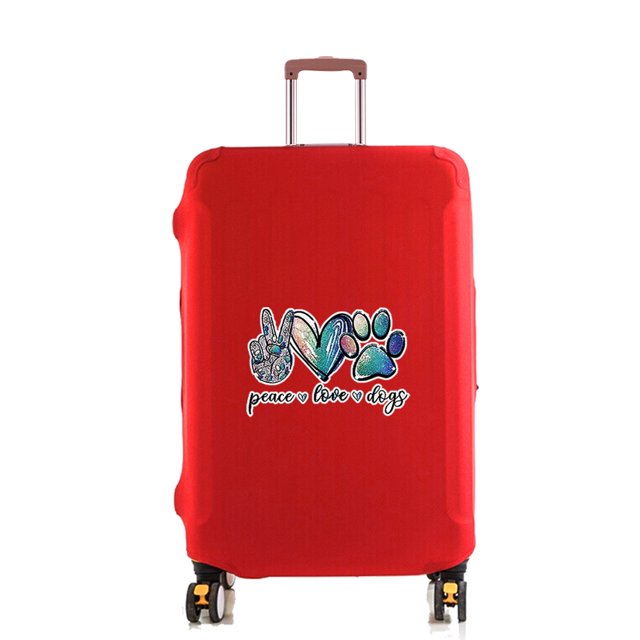 Footprints Printed Luggage Cover Suitcase Protector Thicker Elastic Dust Covering for 18-28 Inch Trolley Case Travel Accessories red M