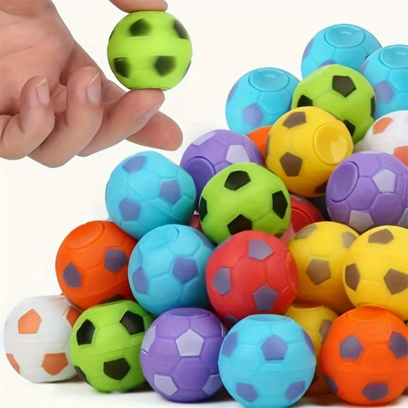 32pcs Mini Rotatable Soccer Finger Stress Balls - Novelty Spinning Tops for Kids, Soccer Party Favors, Goodie Bag Stuffers, Classroom Prizes, Christmas Halloween Gift