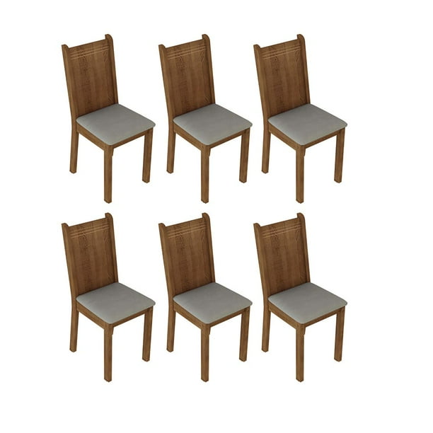 Kit de 6 sillas de Comedor Madesa, MDF/MDP, color Marrón Beige