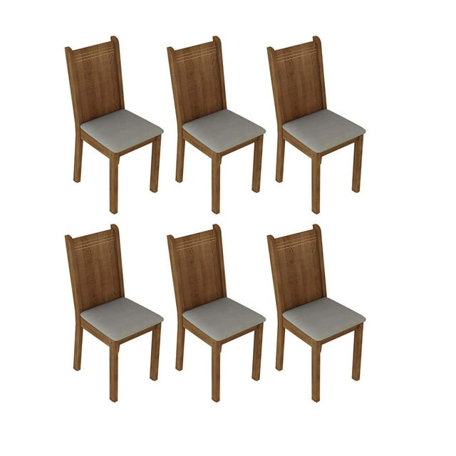Kit de 6 sillas de Comedor Madesa, MDF/MDP, color Marrón Beige