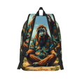 thumbnail image 2 of Picia Forest Meditating Gorilla Printed Canvas Daypack - Stylish and Durable Vintage Compact Backpack - Class, Work, Travel, or Laptop Bookbag,Organized Compartments-Small, 2 of 6