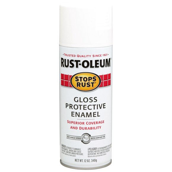 RUST-OLEUM Paint 7792830 Stops Rust; Used On Metal/Wood/Concrete/Masonry Which Prevents Corrosion And Chipping; White; Gloss Finish; Spray Can; 12 Ounce