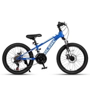 Glerc Skyline 20 inch Kids Mountain Bike for 6-12 Years Old Boys Girls, 21-Speed Bicycle with Front Suspension, Dual Disc Brakes, Rugged Frame, Navy Blue