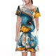 thumbnail image 1 of Disketp Cute Sunflower Blue Duck para Vestido de Manga Corta para Mujeres, Vestidos de Verano para Mujeres, Casual y Holgado para la Playa, 1 of 6