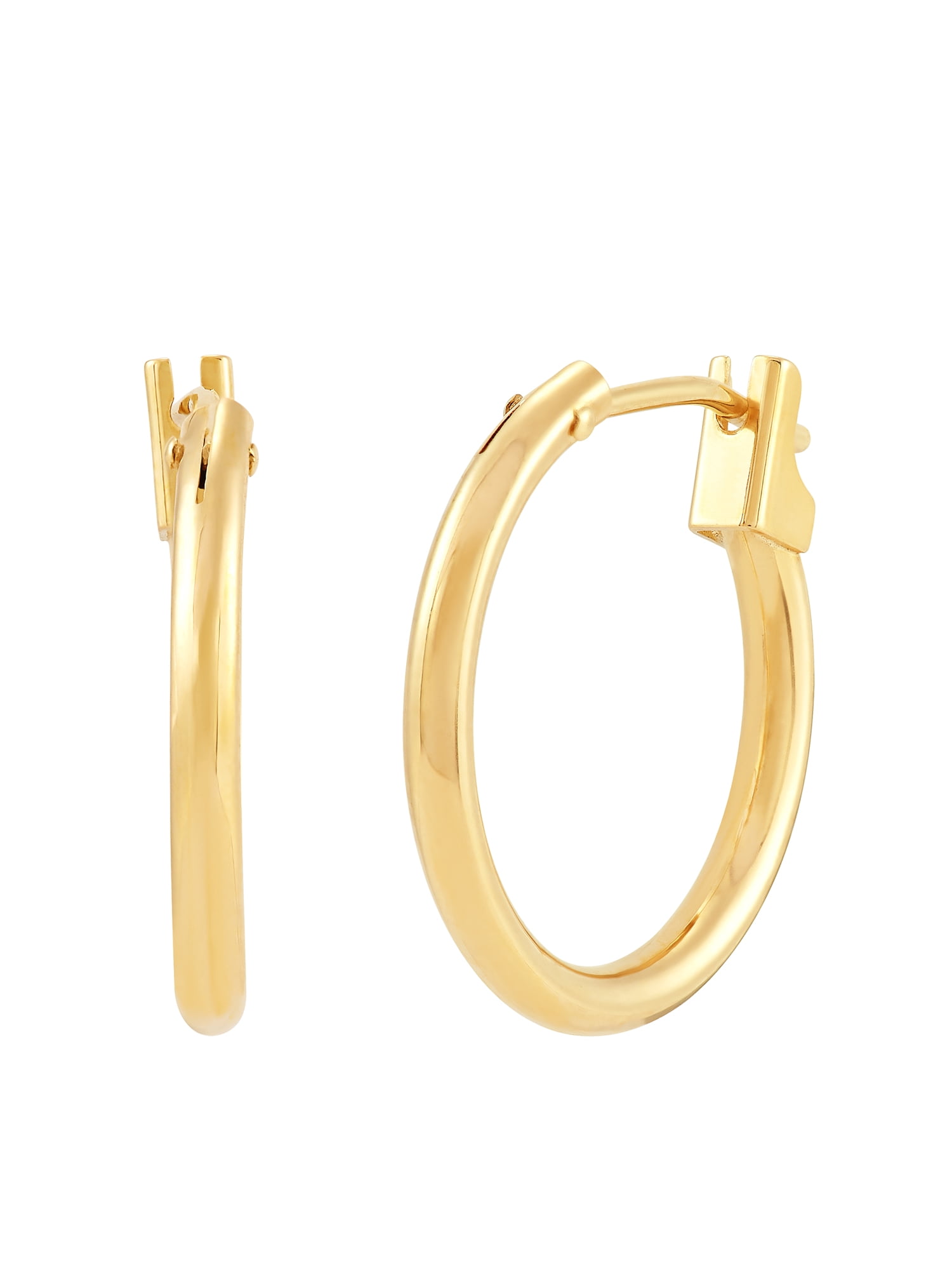 Brilliance Fine Jewelry 14K Yellow Gold 15MM Hollow Round Snap Hoop Earrings