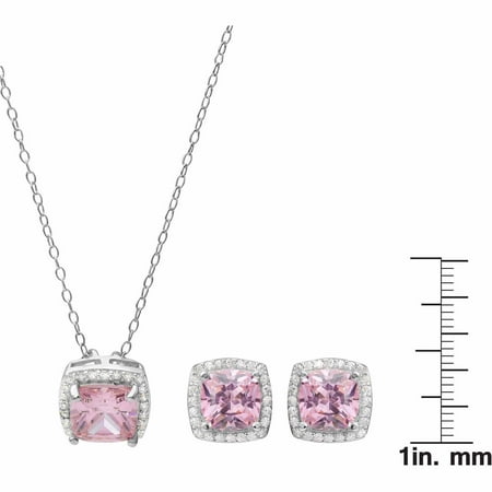 Brinley Co. Women's CZ Sterling Silver Necklace and Earrings Set, 17