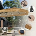 thumbnail image 5 of Ainfox 15ft Large Thatched Tiki Patio Umbrella with Lights and Sandbags, Outdoor Heavy-Duty Double-Sided Rectangle Market Umbrella for Garden Deck Backyard Pool Beach, 5 of 9