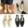 thumbnail image 2 of Womens Casual Quilted Solid Slide Sandals Casual Closed Toe Flat Heel Half Slippers Backless Slip On Mules Shoes, 2 of 18