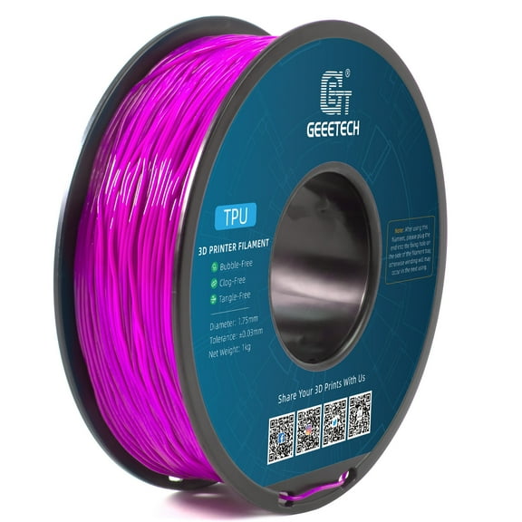 Geeetech TPU Filament 1.75mm, Flexible 3D Printer Filament Roll, 1kg（2.2ibs） Spool, Dimensional Accuracy  /- 0.03 mm, Fit Most FDM Printer (TPU purple)