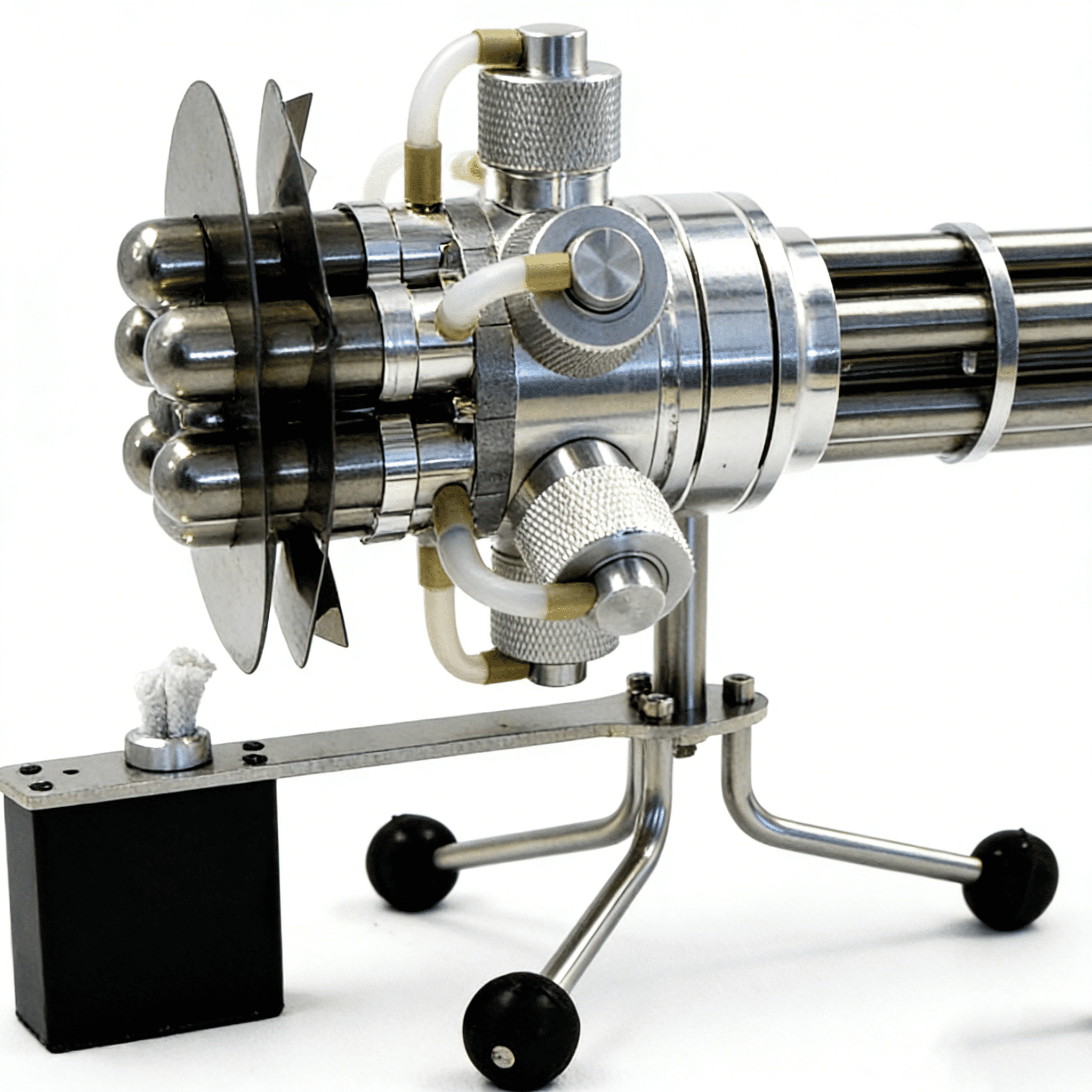 6-Cylinder Stirling Engine Motor Model, Rotating Barrel Heat Powered Engine, All-Metal External Combustion Mechanical Model for Desktop Display & Adult Engineering Demonstration