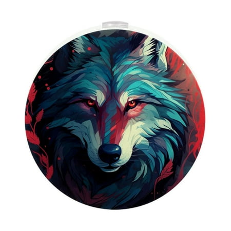 

Wolf Warm White Led Round Night Light-2Pcs Portable Plug-in Dusk to Dawn Sensor Wall Light Kids Room Decorative Mini Nightlight
