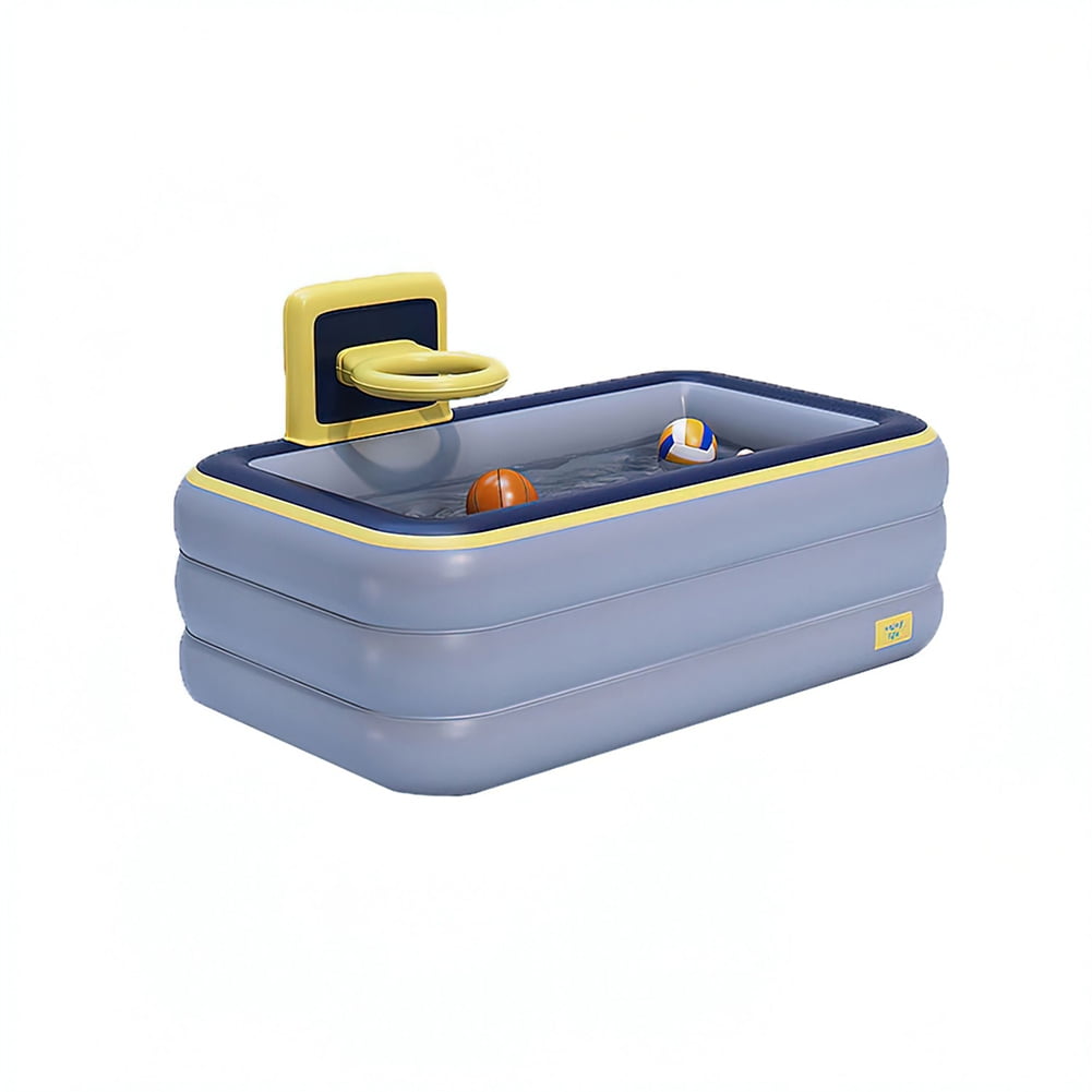 Kadyn Toy Inflatable Pool, Thickened Family Inflatable Pool with Basketball Rack, Kids Inflatable Pool for Outdoor, Garden, Gray Kadyn Toy Inflatable Pool, Thickened Family Inflatable Pool with Basketball Rack, Kids Inflatable Pool for Outdoor, Garden, Gray
