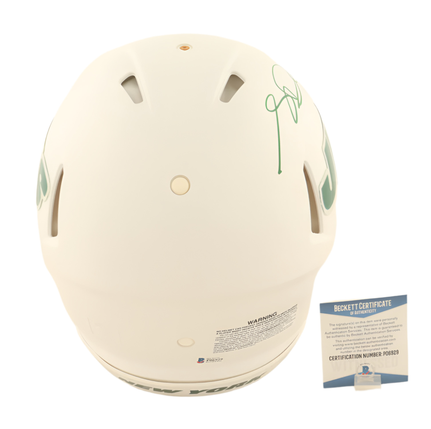 Sam Darnold Autographed Signed Jets Full-Size Authentic On-Field Flat White Alternate Speed Helmet (Beckett)