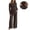 Brown, variant on Womens Maternity 2 Piece Outfit Set, Wide Leg Long Sleeve Off Shoulder Solid Color Adjustable Waist Trendy Maternity Loungewear for Expecting Moms Green