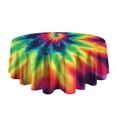 thumbnail image 5 of Rainbow Tie Dye Mandala Pattern Round Tablecloth 60"x60",Wrinkle Wipeable Table Cloth for Kitchen Dining Room Picnic Patio Party, 5 of 6