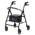 thumbnail image 1 of Andador con ruedas Medline de acero para adultos con movilidad reducida, color negro, capacidad de peso de 136 kg, ruedas de 15 cm, plegable, asas ajustables, ideal para personas mayores., 1 of 5