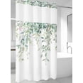 thumbnail image 4 of Eucalyptus Leaves No Hook Shower Curtain Waterproof, Bathroom Curtains with Snap in Liners and See Through Top Window, Sage Green Botanical Spring Summer Hotel Style Bathtub Curtains Shower 36"Wx78"L, 4 of 8