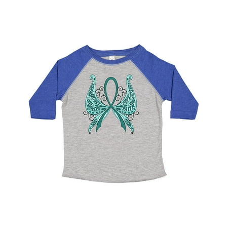 

Inktastic Ovarian Cancer Awareness with Butterfly Ribbon Words Gift Toddler Boy or Toddler Girl T-Shirt