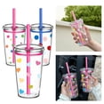 thumbnail image 7 of 2026 New Aesthetic Tumbler with Straw & Lid, 20oz Shatterproof Reusable Tritan Cup for Iced Coffee, Tea, Smoothies, Star Print Design, 7 of 7