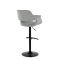 thumbnail image 4 of Vintage Flair Mid-Century Modern Adjustable Barstool With Swivel In Black Metal And Light Grey Fabric With Rounded "T", 4 of 7