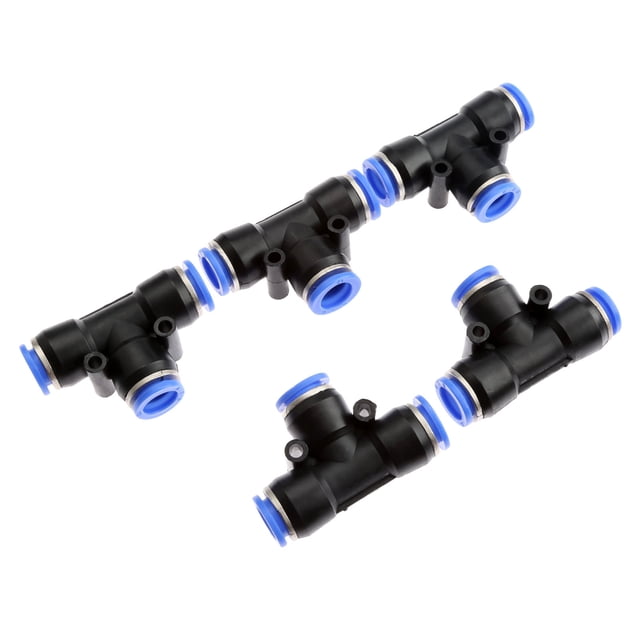 5 unids Plástico T-Junction Accesorios neumáticos AIR 3 VÍAS Conector de ajuste de la junta rápida Conector Neumático PE4 / 6 / 8/10/12/14 / 16mm Manguera de tubos