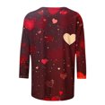 thumbnail image 5 of VKOYWKM Womens Heart Print Shirts Valentine's Day T-Shirts Cute Graphic Tees 3/4 Sleeve Casual Crew Neck Holiday Tops Classic Romantic Valentine Clothes, 5 of 5