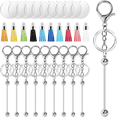 thumbnail image 1 of Kit para Hacer Llaveros: Llaveros DIY, 10 Varillas para Llaveros con Cuentas, 10 Borlas, 10 Espacios en de Acrílico, Kit para Hacer Llaveros con Dijes, 1 of 5