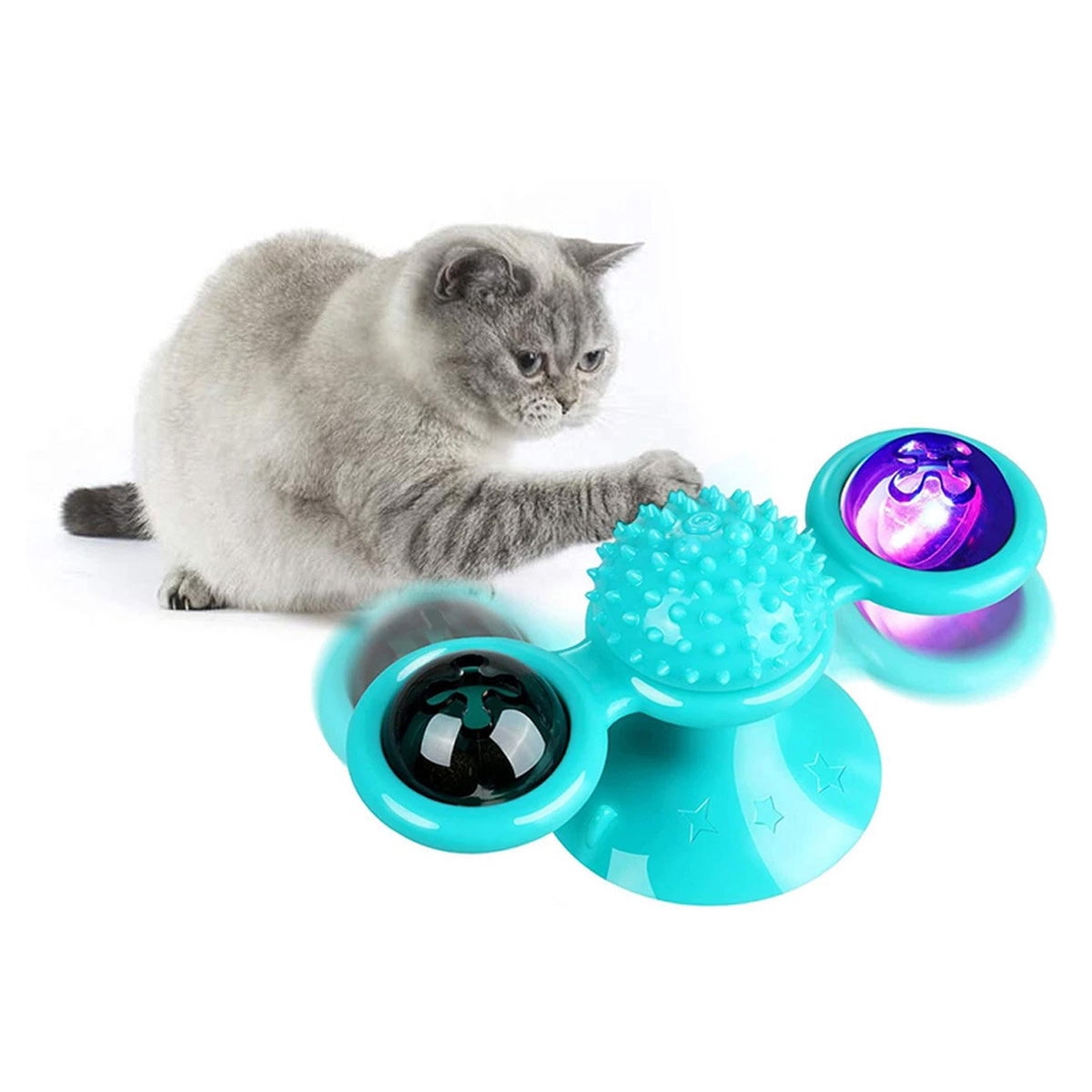I <3 Pets Interactive Massage Scratching Tickle Cat Toy with Catnip & LED Ball, Blue