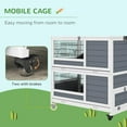 thumbnail image 6 of Pefilos 38" Outdoor Wooden Rabbit Hutch with Wheels, Trays and Feeding Trough, Outdoor Bunny Enclosure Guinea Pig Cage for Small Animals, Gray, 6 of 11