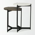 thumbnail image 2 of Mercana Larkin Marble & Dark Brown Wood Tabletop Nesting End/Side Table in White, 2 of 7