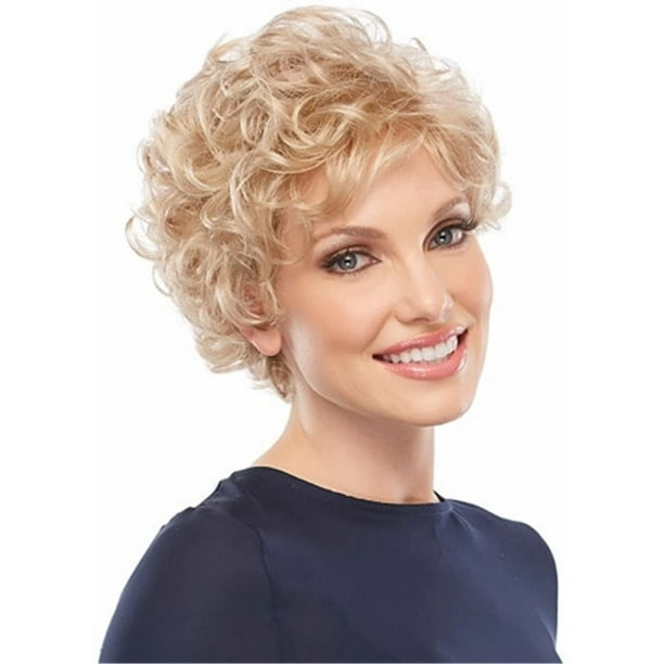 Women Wigs Short Curly Blonde Wig Natural Heat Resistant Synthetic